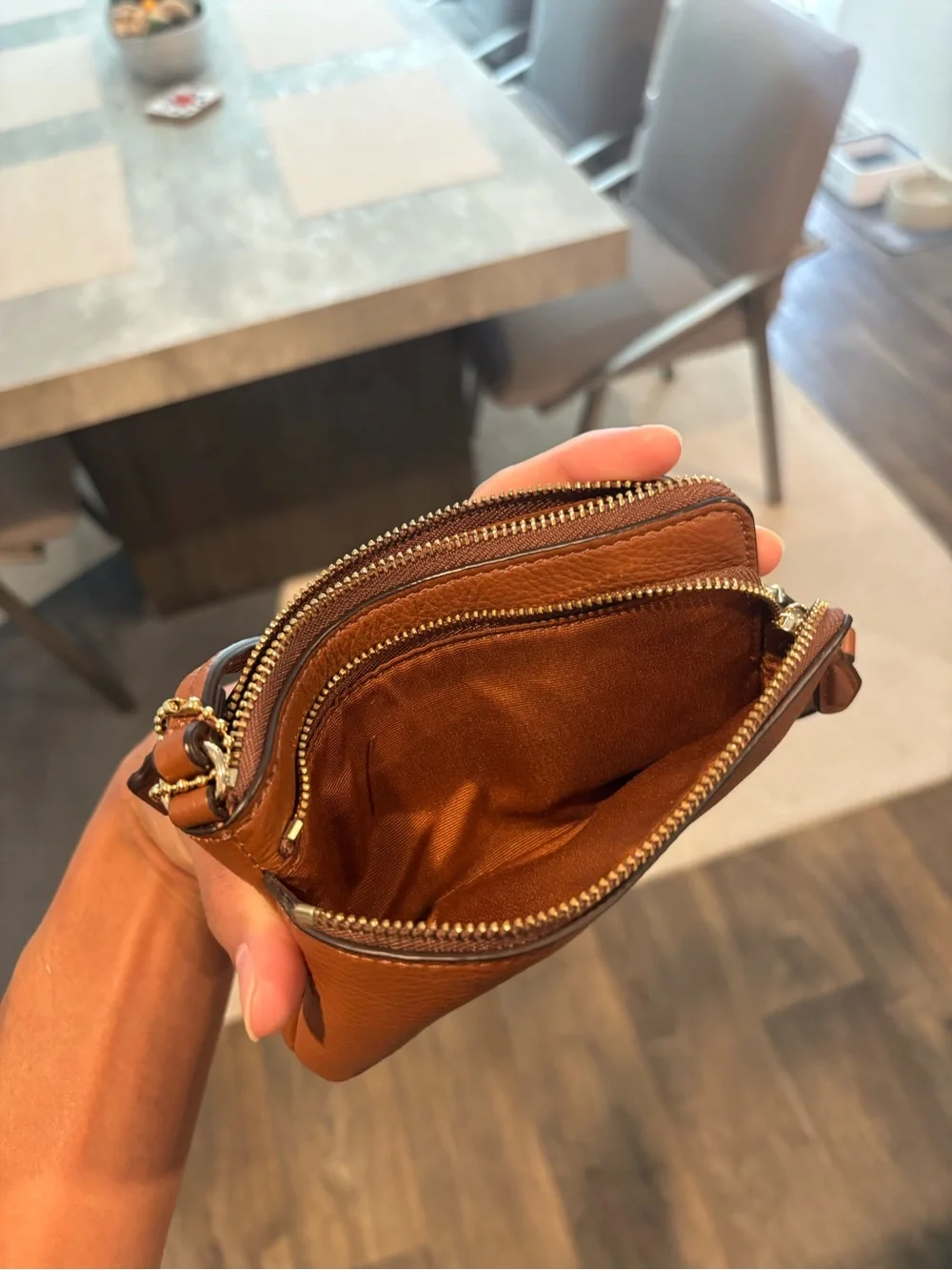 Coach Leather Wristlet Brown Leather Pebbled Wallet - Picture 3 of 5